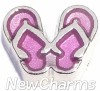 H9745 Filp Flops Silver Trim Floating Locket Charm