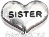 H9800 Sister Silver Heart Floating Locket Charm