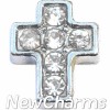 H9827 Cross With Stones Floating Locket Charm