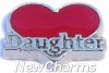 H9832 Daughter Red And Silver Heart Floating Locket Charm