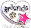 H9840 Friends Silver Trim Heart Floating Locket Charm