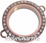 IE21  Twist Stainless Steel Inline Chocolate Medium Round CZ Loose Floating Locket 