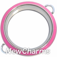 IEP10 Pink Enamel Twist Stainless Steel Inline Big Round Loose Floating Locket