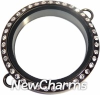 IK11  Twist Stainless Steel Inline Black Big Round CZ Loose Floating Locket