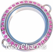 IP11 Twist Stainless Pink CZ Big Round Locket