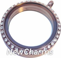 SE11 Stainless Steel Chocolate CZ Big Round Locket