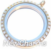 TG11 TWIST Stainless Steel Gold (shiny) CZ Big Round Locket