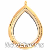 SG80 Stainless Steel Gold Teardrop Floating Locket