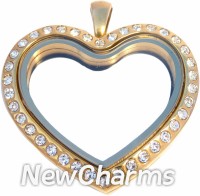 SG91 Stainless Steel Gold CZ Heart Locket