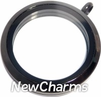 SK10  Stainless Steel Black Big Round Floating Locket