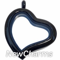SK92 Stainless Steel Black Curvy Heart Locket