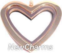 SR30  Stainless Steel Rose Gold Heart Floating Locket