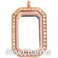 VS79 Silver Emerald Cut Big CZ Floating Locket