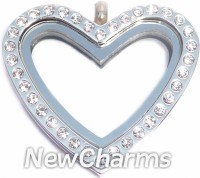 SS31  Stainless Steel Silver CZ Heart Floating Locket