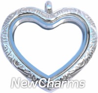 SS62 Stainless Steel Silver Fancy Heart Locket