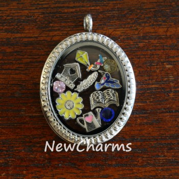 SS92  Stainless Steel Silver Big Curvy Heart Floating Locket