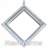 SS73 Stainless Steel Silver Diamond CZ Floating Locket
