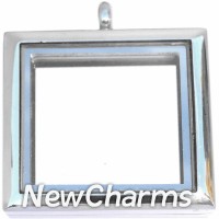 SS74 Stainless Steel Silver Square Floating Locket
