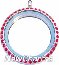 SD11 Stainless Steel Red CZ Big Round Floating Locket