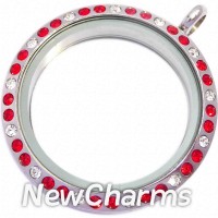 TF11 TWIST Stainless Steel  Silver Red & White CZ Big Round Locket