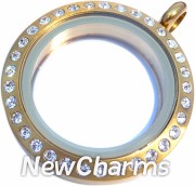 TS21  Twist Stainless Steel Silver Medium Round CZ Loose Floating Locket