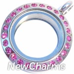 TP51 TWIST Stainless Steel Silver Pink CZ Small Round Locket