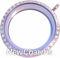 TS11  Twist Stainless Steel Silver Big Round CZ Loose Floating Locket