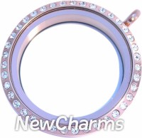 TR11 TWIST Stainless Steel Rose Gold  CZ Big Round Locket