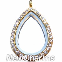 VG81 Alloy Gold Teardrop CZ Locket