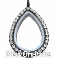 VK81 Alloy Black Teardrop CZ Locket