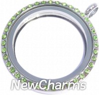 VL11 Versatile Loose Silver CZ Light Green Big Round Locket