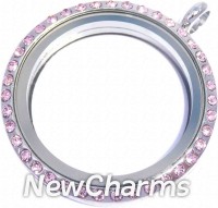 VP11 Versatile Loose Silver CZ Pink Big Round Locket