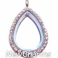 VR81 Alloy Rose Gold Teardrop CZ Locket