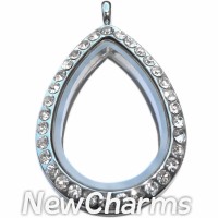 VS81 Alloy Silver Teardrop CZ Locket