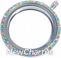 VT11 Versatile Loose Silver CZ Pastels Big Round Locket