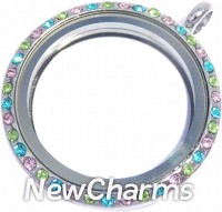 VT11 Versatile Loose Silver CZ Pastels Big Round Locket