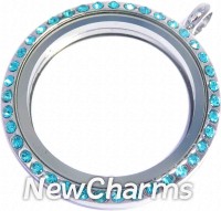 VU11 Versatile Loose Silver CZ Blue Big Round Locket