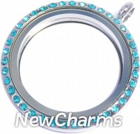 VU11 Versatile Loose Silver CZ Blue Big Round Locket