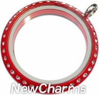 YD11 Red CZ Acrylic Big Round Locket