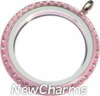 YP11 Pink CZ Acrylic Big Round Locket