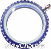 YU11 Blue CZ Acrylic Big Round Locket