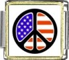 A10079 US Flag in Peace Sign Italian Charm