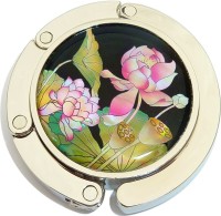 PINK BLOOMING FLOWERS ON BLACK PURSE HANGER