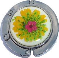 FLOWERS FUSCHIA AND YELLOW ON WHITE PURSE HANGER