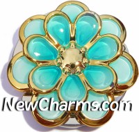 PH8153 Raised Aqua Flower Foldable Purse Hanger