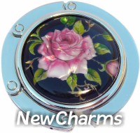 PH8181 Rose On Black Foldable Purse Hanger