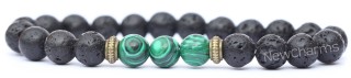 RB002 Lava Rock Bracelet with Green