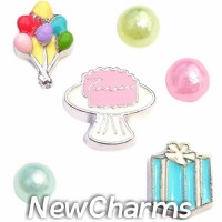 CSL105 Birthday Bash Charm Set for Floating Lockets