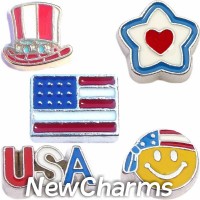 CSL126 Patriotic America Charm Set for Floating Lockets