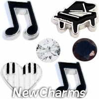 CSL155 Black and White Piano Musical Charm Set for Floating Lockets